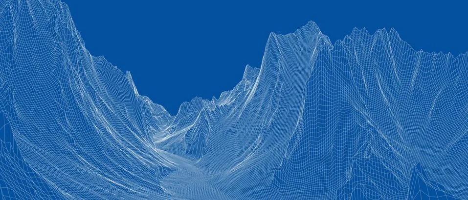 Abstract 3d wire-frame landscape. Blueprint style Stock Illustration