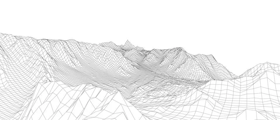 Abstract 3d wire-frame landscape. Blueprint style Illustrazione stock
