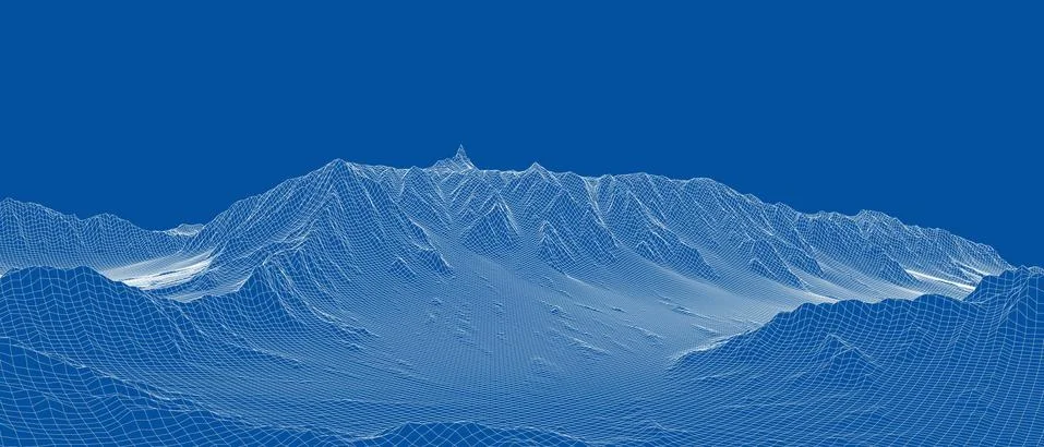Abstract 3d wire-frame landscape. Blueprint style Stock-Illustration