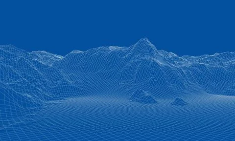 Abstract 3d wire-frame landscape. Blueprint style Stock-Illustration