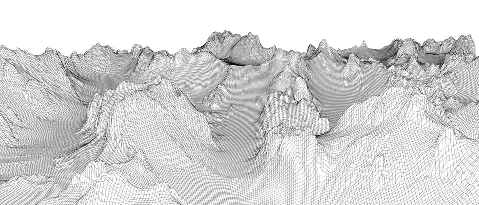 Abstract 3d wire-frame landscape. Blueprint style Illustrazione stock