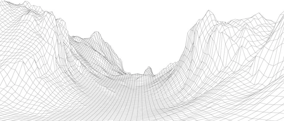 Abstract 3d wire-frame landscape. Blueprint style Stock-Illustration
