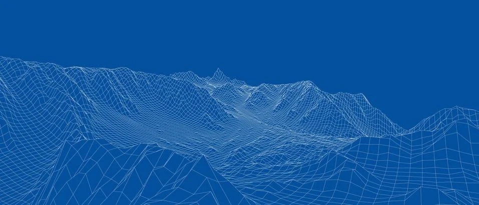 Abstract 3d wire-frame landscape. Blueprint style Stock Illustration