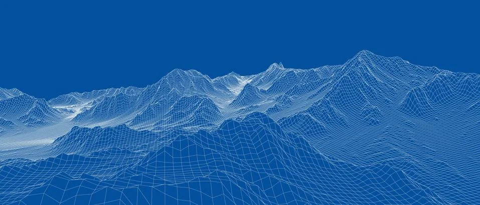 Abstract 3d wire-frame landscape. Blueprint style 스톡 일러스트