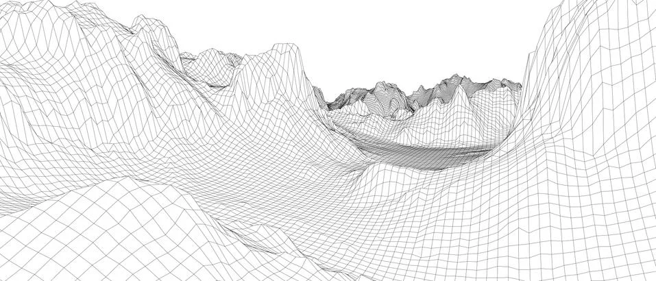 Abstract 3d wire-frame landscape. Blueprint style Stock-Illustration