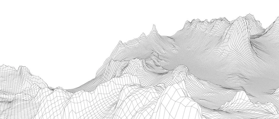 Abstract 3d wire-frame landscape. Blueprint style Stock Illustration