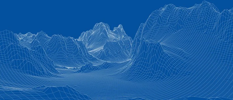 Abstract 3d wire-frame landscape. Blueprint style Illustrazione stock