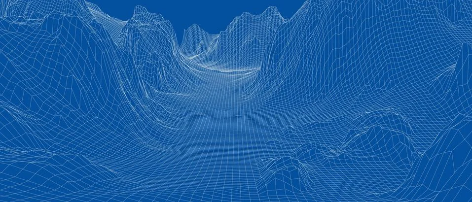 Abstract 3d wire-frame landscape. Blueprint style Illustrazione stock