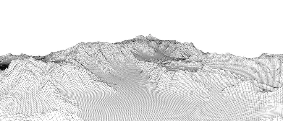 Abstract 3d wire-frame landscape. Blueprint style Illustrazione stock