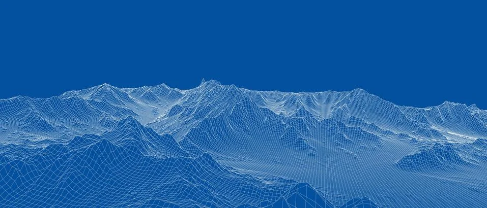 Abstract 3d wire-frame landscape. Blueprint style Illustrazione stock
