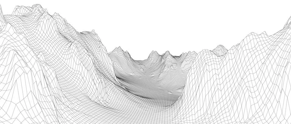 Abstract 3d wire-frame landscape. Blueprint style Stock Illustration