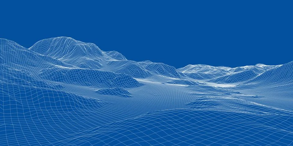 Abstract 3d wire-frame landscape. Blueprint style Stock-Illustration