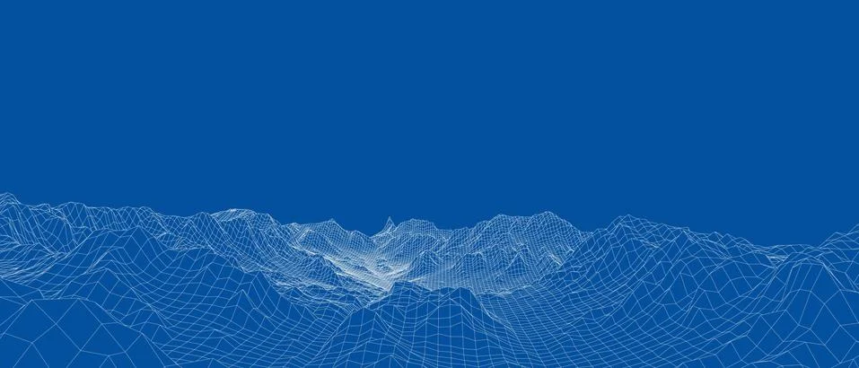 Abstract 3d wire-frame landscape. Blueprint style 스톡 일러스트
