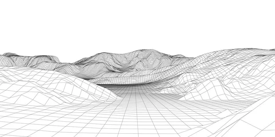 Abstract 3d wire-frame landscape. Blueprint style Stock-Illustration