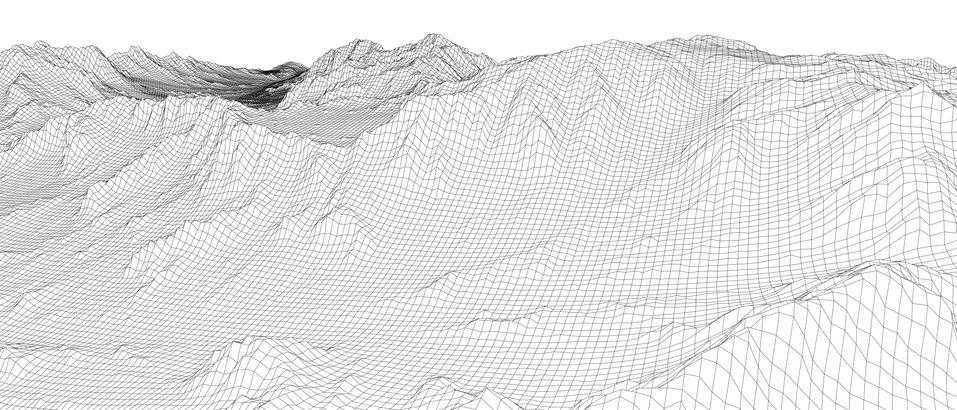 Abstract 3d wire-frame landscape. Blueprint style Stock Illustration