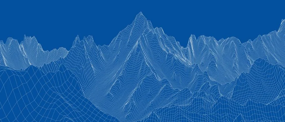 Abstract 3d wire-frame landscape. Blueprint style Stock-Illustration