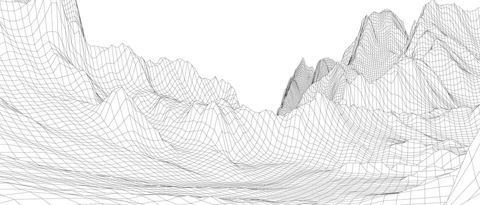 Abstract 3d wire-frame landscape. Blueprint style Stock Illustration