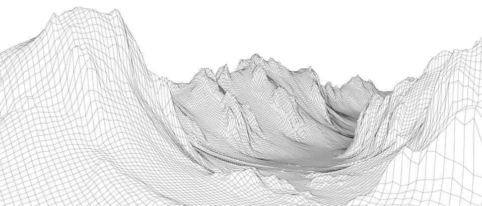 Abstract 3d wire-frame landscape. Blueprint style Stock Illustration