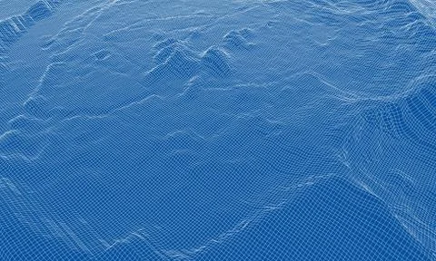 Abstract 3d wire-frame landscape. Blueprint style Illustrazione stock