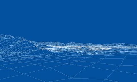 Abstract 3d wire-frame landscape. Blueprint style Stock-Illustration