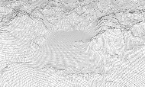 Abstract 3d wire-frame landscape. Blueprint style Stock Illustration