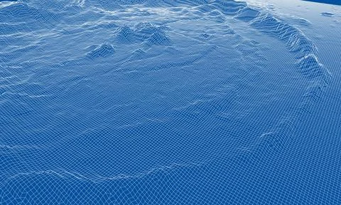 Abstract 3d wire-frame landscape. Blueprint style Stock Illustration