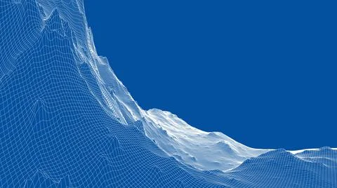 Abstract 3d wire-frame landscape. Blueprint style Stock Illustration