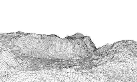 Abstract 3d wire-frame landscape. Blueprint style Illustrazione stock