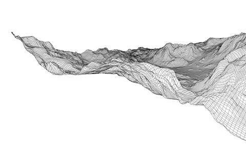 Abstract 3d wire-frame landscape. Blueprint style Stock Illustration