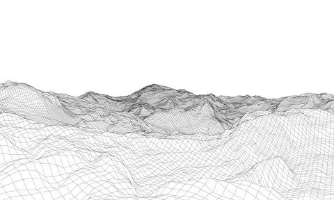 Abstract 3d wire-frame landscape. Blueprint style Stock-Illustration