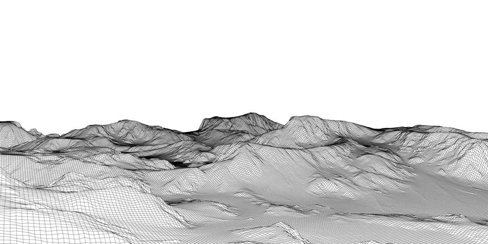 Abstract 3d wire-frame landscape. Blueprint style Stock-Illustration