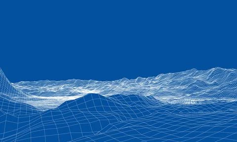 Abstract 3d wire-frame landscape. Blueprint style Stock-Illustration