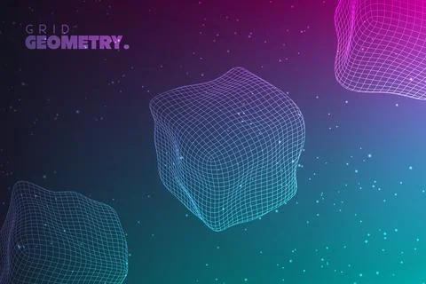 Abstract 3D wireframe background Illustrazione stock