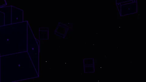 Abstract 3D wireframe cubes floating in digital space animation Stock Footage 345012287