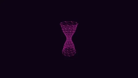 Abstract 3D wireframe hourglass animation in neon pink Stock Footage 345594993