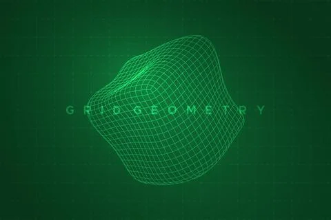 Abstract 3D wireframe mesh of geometric cube Stock Illustration