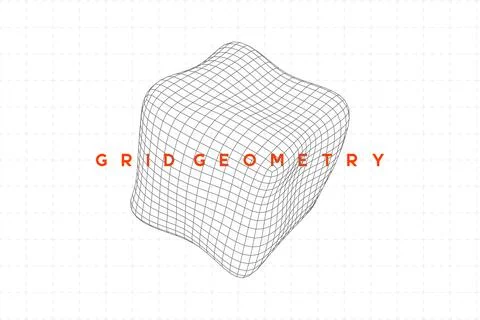 Abstract 3D wireframe mesh of geometric cube Stock Illustration