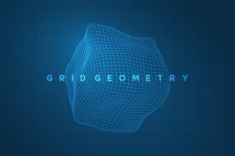 Abstract 3D wireframe mesh of geometric cube Stock Illustration