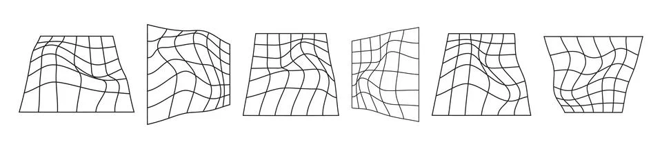 Abstract 3D wireframe mesh grid with a wave pattern. Flat vector illustration 스톡 일러스트