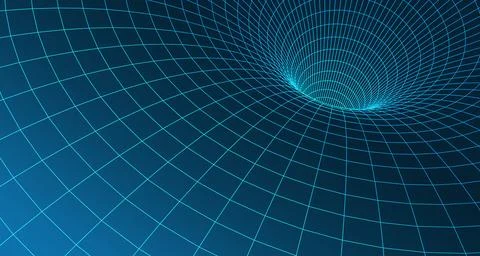 Abstract 3D wireframe mesh tunnel Stock Illustration