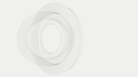 Abstract 3d wireframe rings rotating computer generated Illustrazione stock