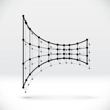 Abstract 3D wireframe shape with connected structure Illustrazione stock