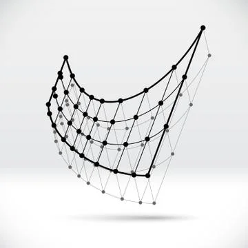 Abstract 3D wireframe shape with connected structure Stock Illustration