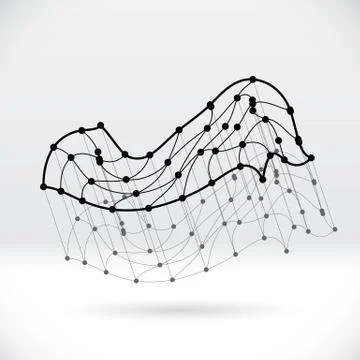 Abstract 3D wireframe shape with connected structure 스톡 일러스트