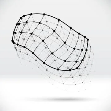 Abstract 3D wireframe shape with connected structure Illustrazione stock