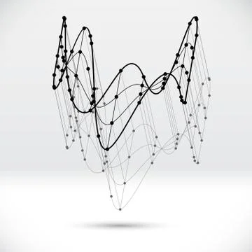 Abstract 3D wireframe shape with connected structure Stock Illustration