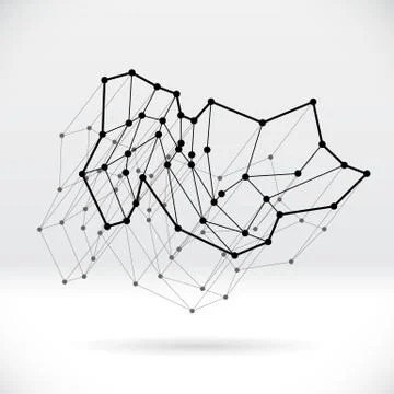 Abstract 3D wireframe shape with connected structure Stock Illustration