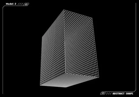 Abstract 3d wireframe shape or basic element with open edge. Science and 스톡 일러스트