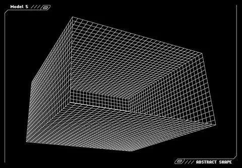 Abstract 3d wireframe shape or basic element with open edge. Science and 스톡 일러스트