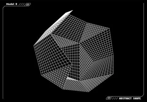 Abstract 3d wireframe shape or basic element with open edge. Science and 스톡 일러스트